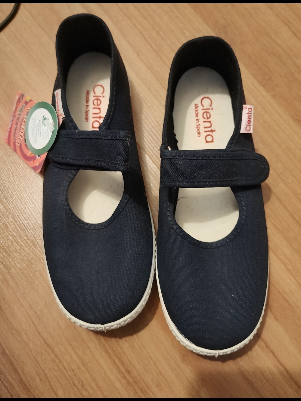 Cienta Navy Canvas Mary Jane Shoes with Hook-and-Loop Strap